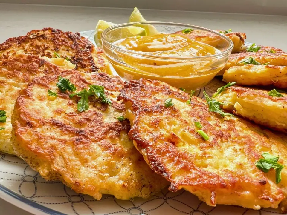 Kohlrabi Fritters with Mango Lime Sauce