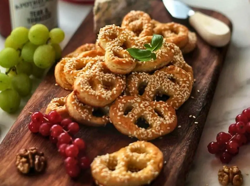 Receta de mini pretzels de queso azul