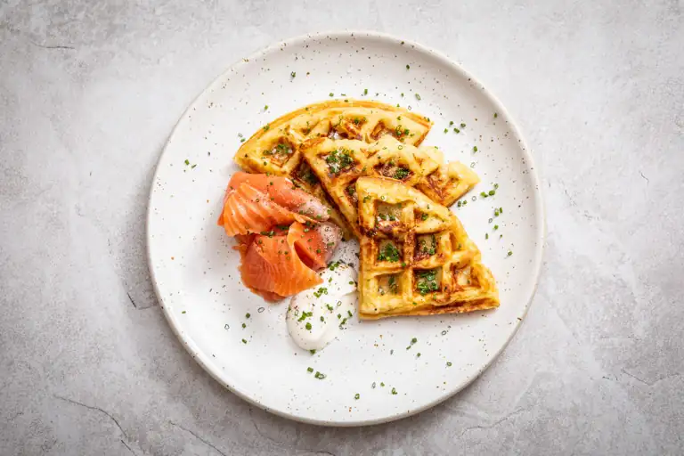 Sour Cream And Chive Potato Waffles With Smoked Trout Recipe