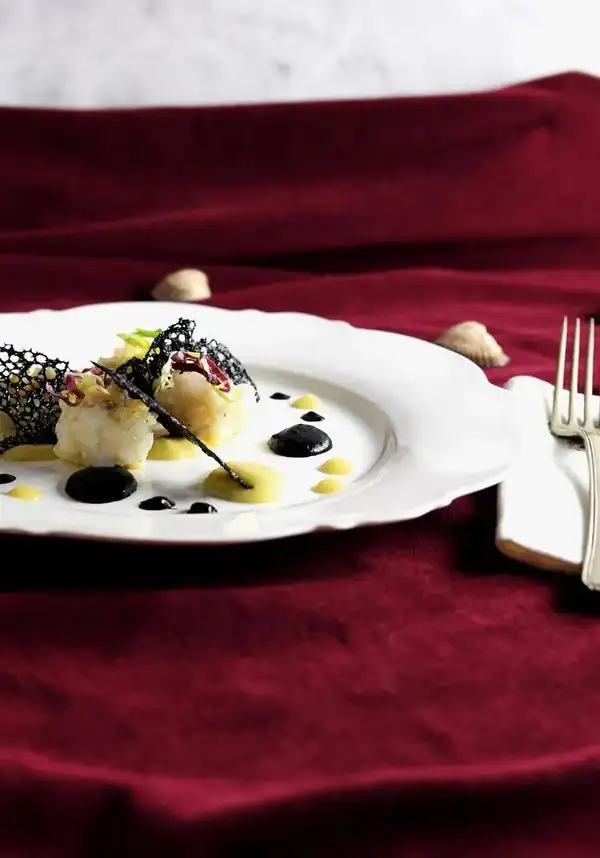 Cuttlefish meatballs with coral