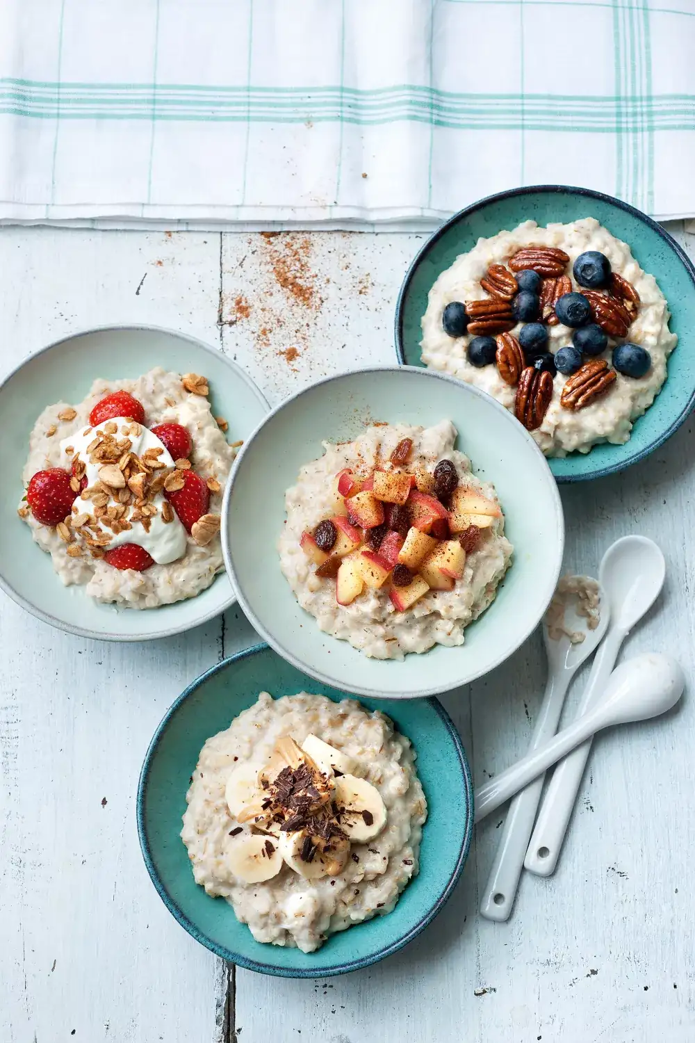 Oatmeal porridge with various toppings