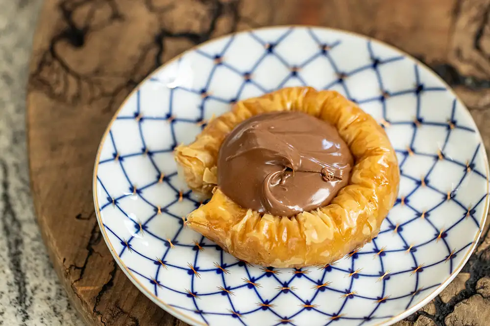 Chocolate Baklava Rings (Crispy Phyllo Pastries with Chocolate Filling)