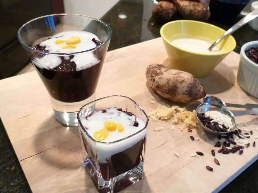 Thai Black Sticky Rice Pudding with Coconut Sauce
