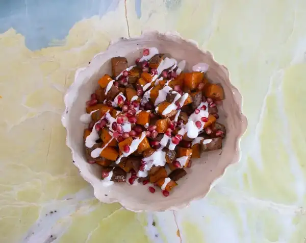 Sweet potato with tahini-yogurt sauce