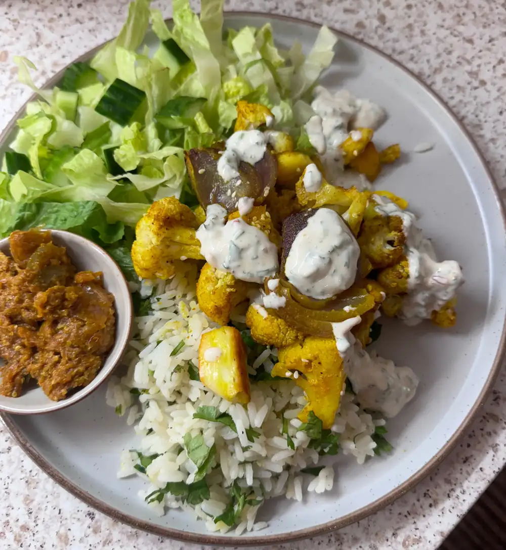 Turmeric Cauliflower & Halloumi Rice Bowl