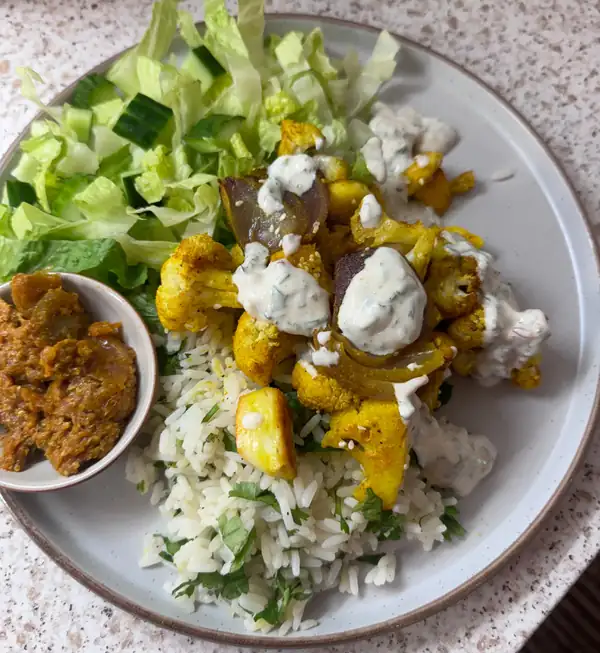 Turmeric Cauliflower & Halloumi Rice Bowl