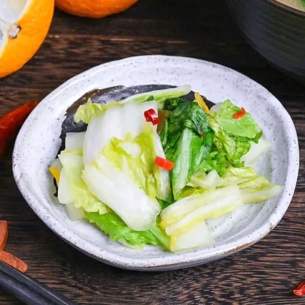 Japanese Pickled Napa Cabbage (Hakusai no Asazuke)