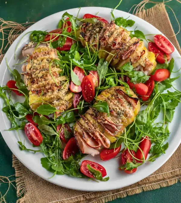 Ham & Cheese Hasselback Potatoes