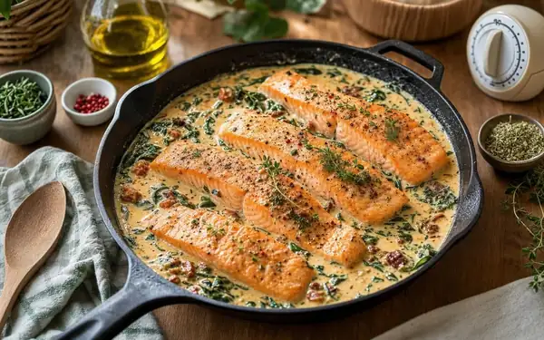“El salmón cremoso es la receta perfecta y fácil para preparar a la sartén entre semana: lo preparo todos los domingos.”