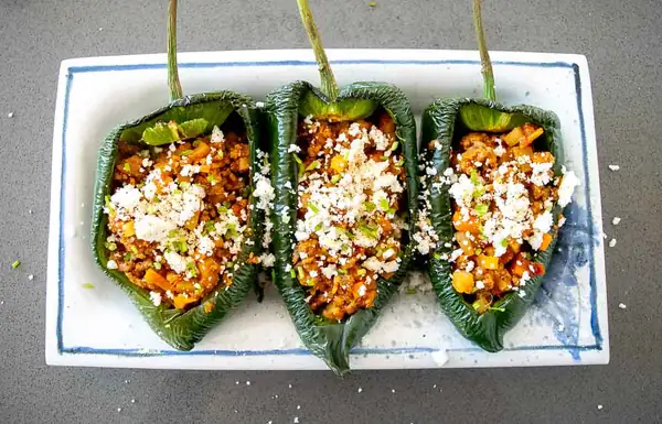 Picadillo Stuffed Poblano Peppers
