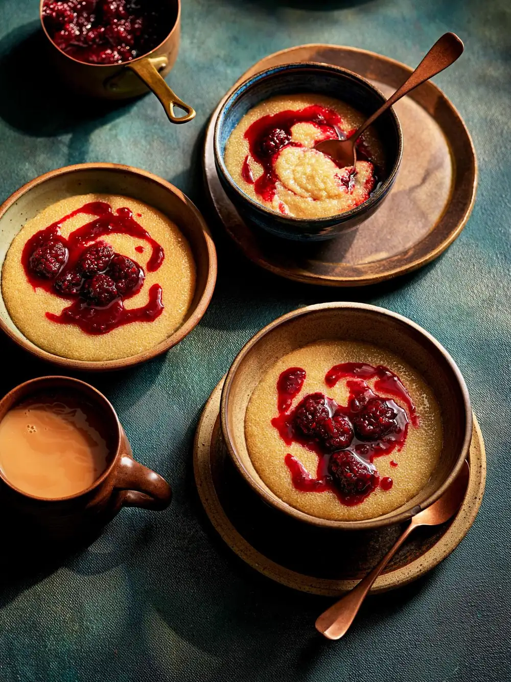 Amaranth porridge with blackberry and ginger compote