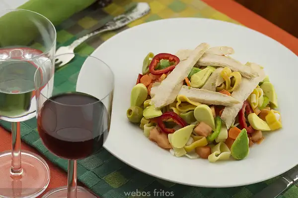 Pasta salad with belly