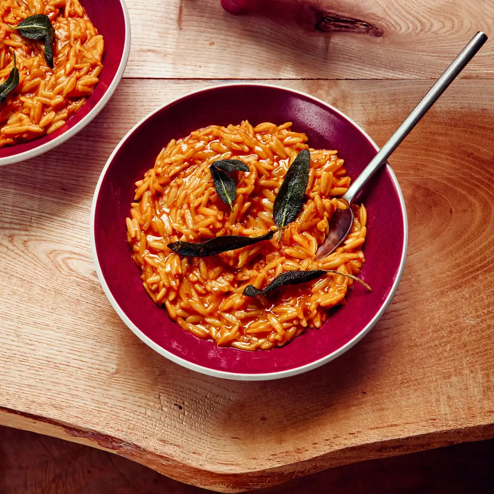 Butternut Squash Orzo With Fried Sage