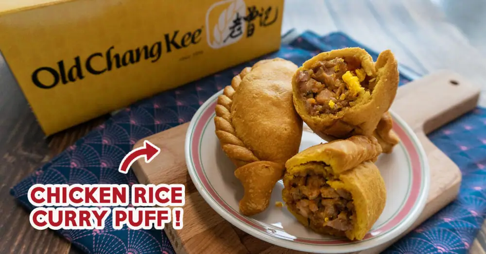 Hojaldre de curry y arroz con pollo de Hainan y galleta Nasi Lemak en Old Chang Kee