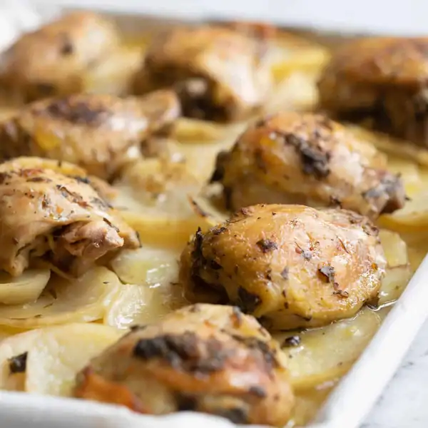 Slow Roasted Crispy Chicken Thighs and Potatoes