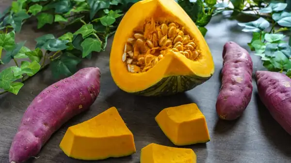 Sweet potatoes surpass pumpkin in fiber, calcium, and vitamin A.