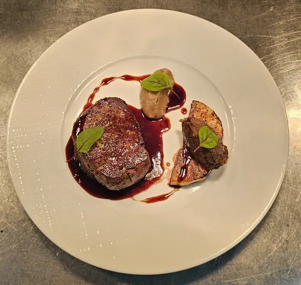 28 Day Dry Aged Grass Fed Irish Fillet Steak with Caramelized Celeriac, Forest Mushroom Duxelles, Chestnut Puree