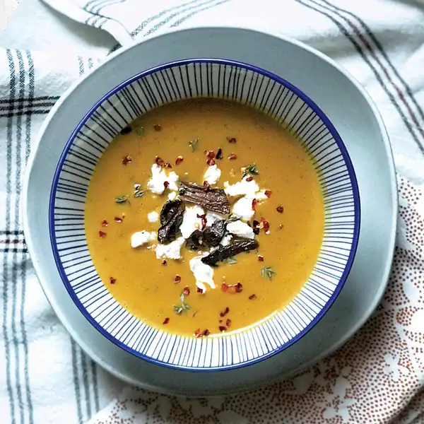 Red Kabocha Squash Soup With Porcini Mushrooms