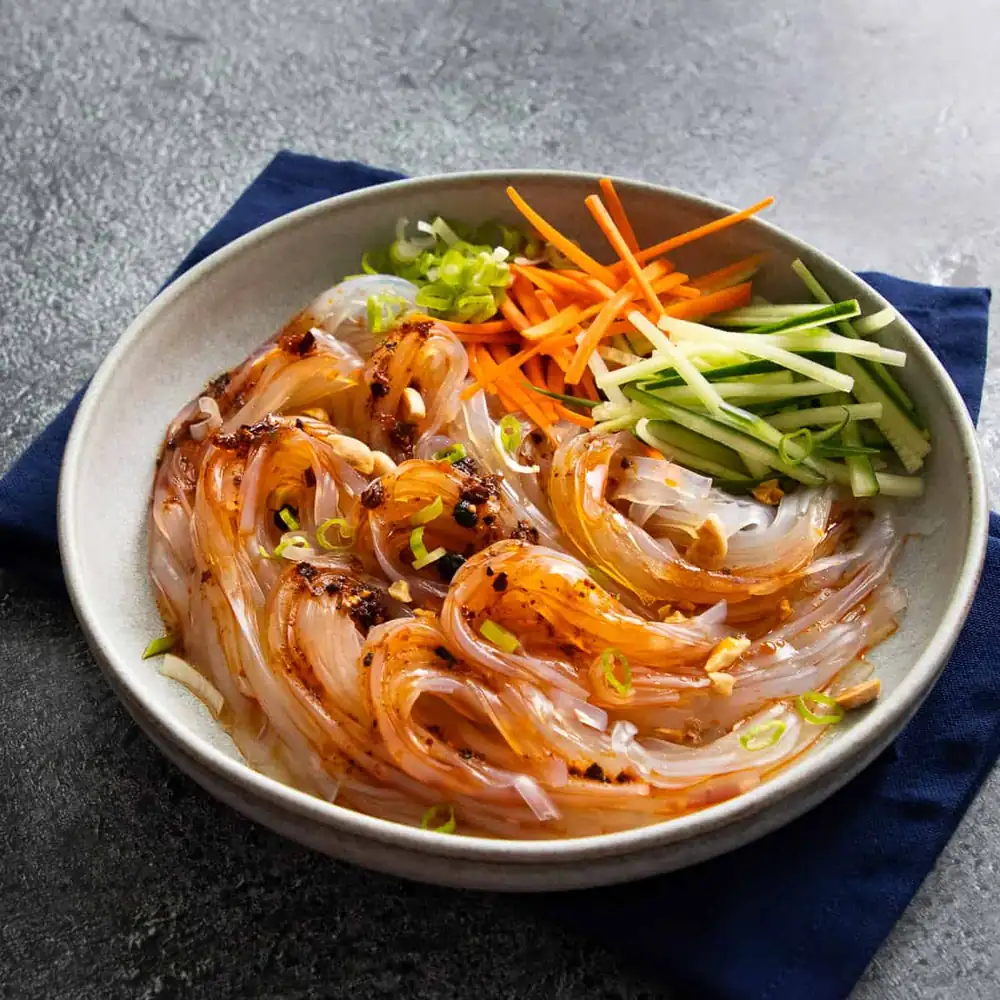 Homemade Glass Noodles with Sesame Soy Dressing
