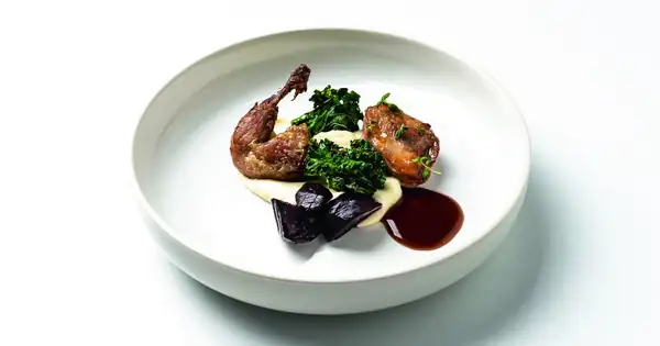Honey-roasted quail and Madeira sauce