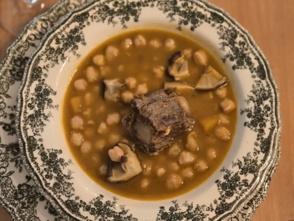Chickpeas with oxtail, pumpkin and shiitake