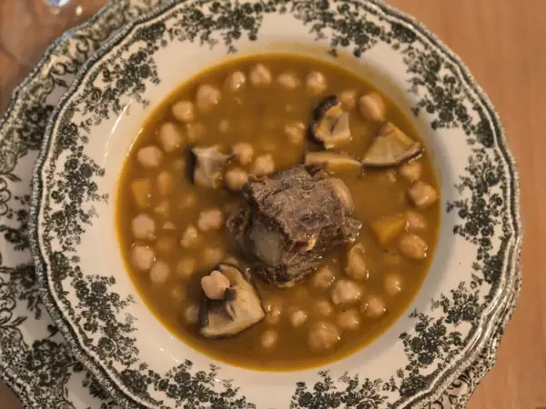 Chickpeas with oxtail, pumpkin and shiitake