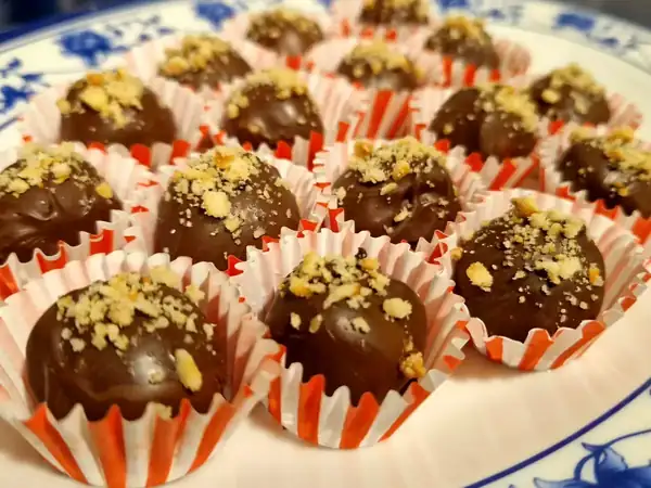 Chocolate candies with marzipan