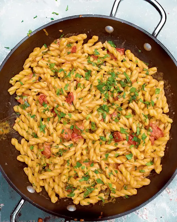 Gemelli with Anchovies, Tomatoes and Mascarpone