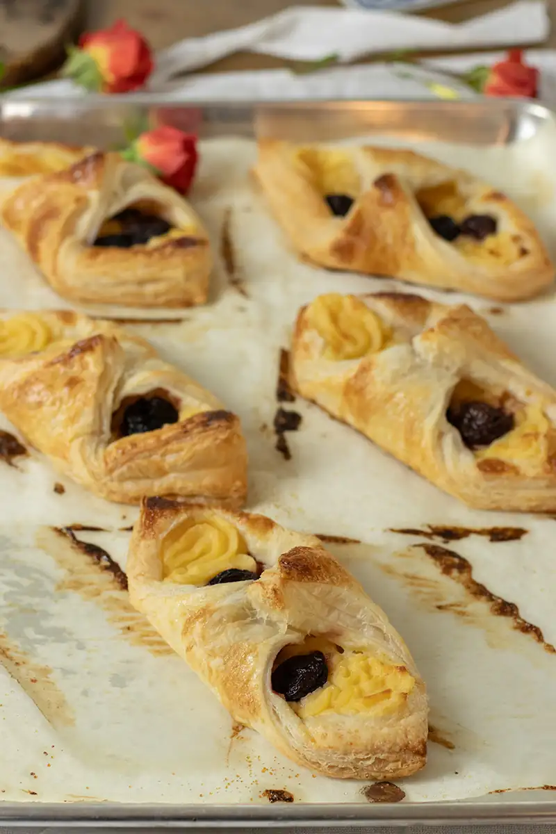 Easy Cherry Vanilla Custard Pastries with Puff Pastry