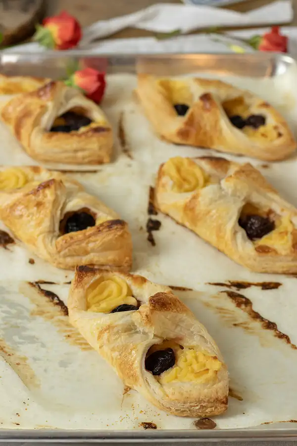 Easy Cherry Vanilla Custard Pastries with Puff Pastry