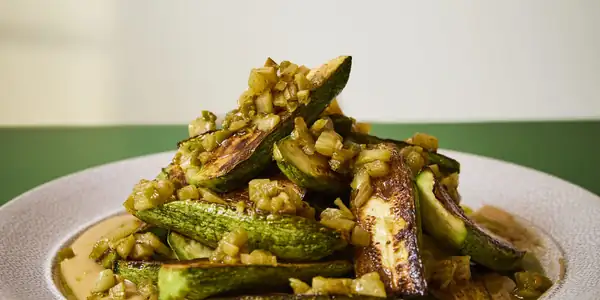 Courgettes, Peanut Tahini And Pickled Fennel Recipe