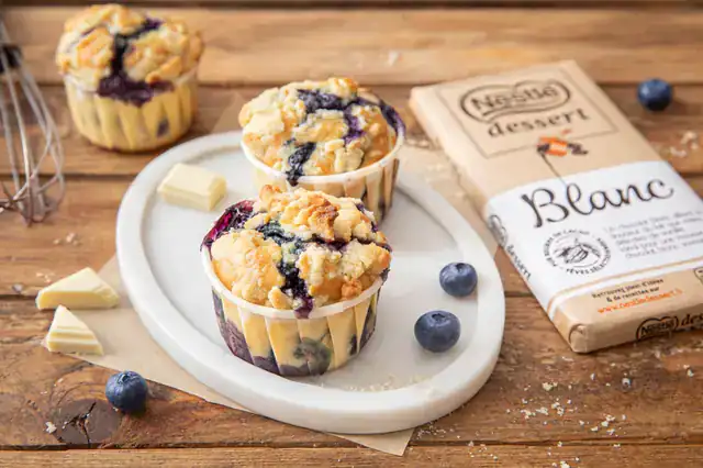 Nestlé Dessert® blueberry and white chocolate muffins: the best recipe