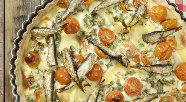 Sprat and Cherry Tomato Quiche