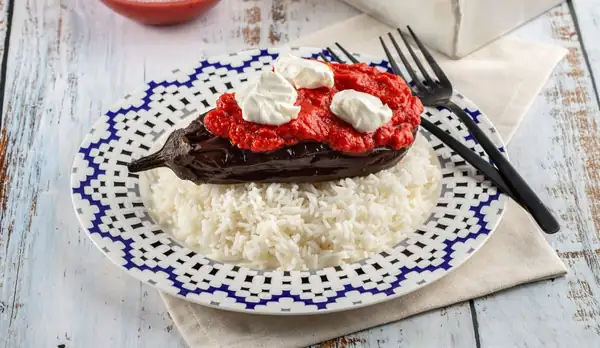 Roasted Eggplant with Harissa & Feta Mousse