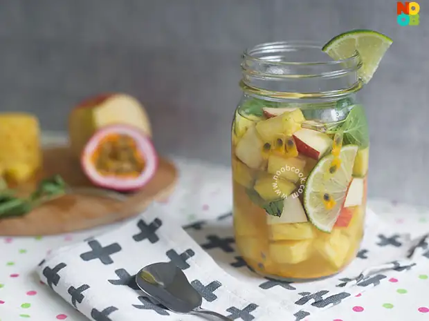 Fruit Infused Water (Pineapple, Apple, Passion Fruit, Basil) Recipe
