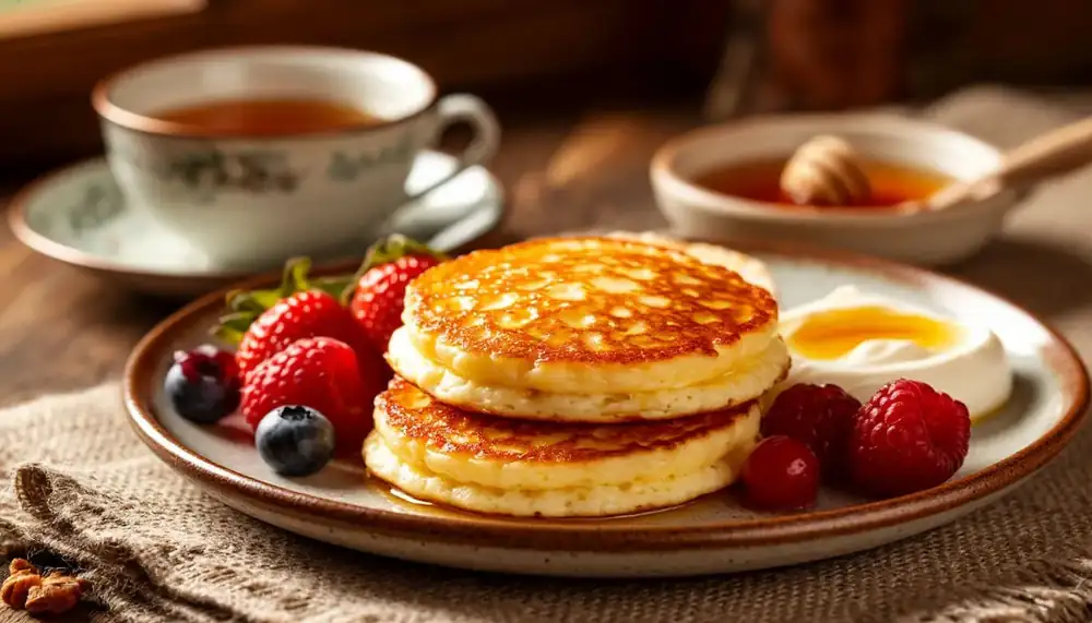 Cottage cheese pancakes like donuts: tender, tall, perfect for breakfast
