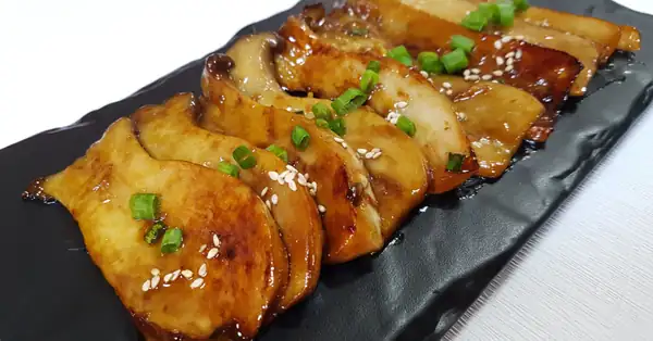 Grilled King Oyster Mushrooms in Soy Sauce and Butter