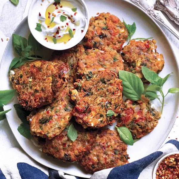 Greek Tomato Corn Fritters