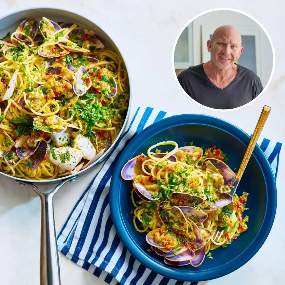 La receta de espaguetis de primavera de Matt Moran es una maravilla que se prepara en solo una hora