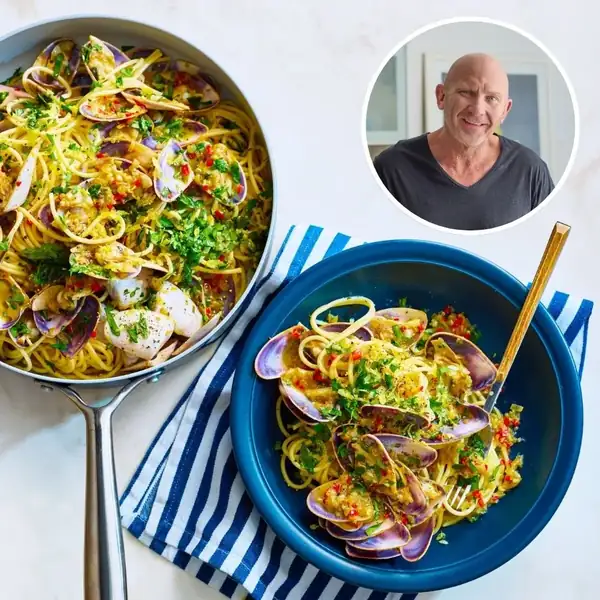 La receta de espaguetis de primavera de Matt Moran es una maravilla que se prepara en solo una hora