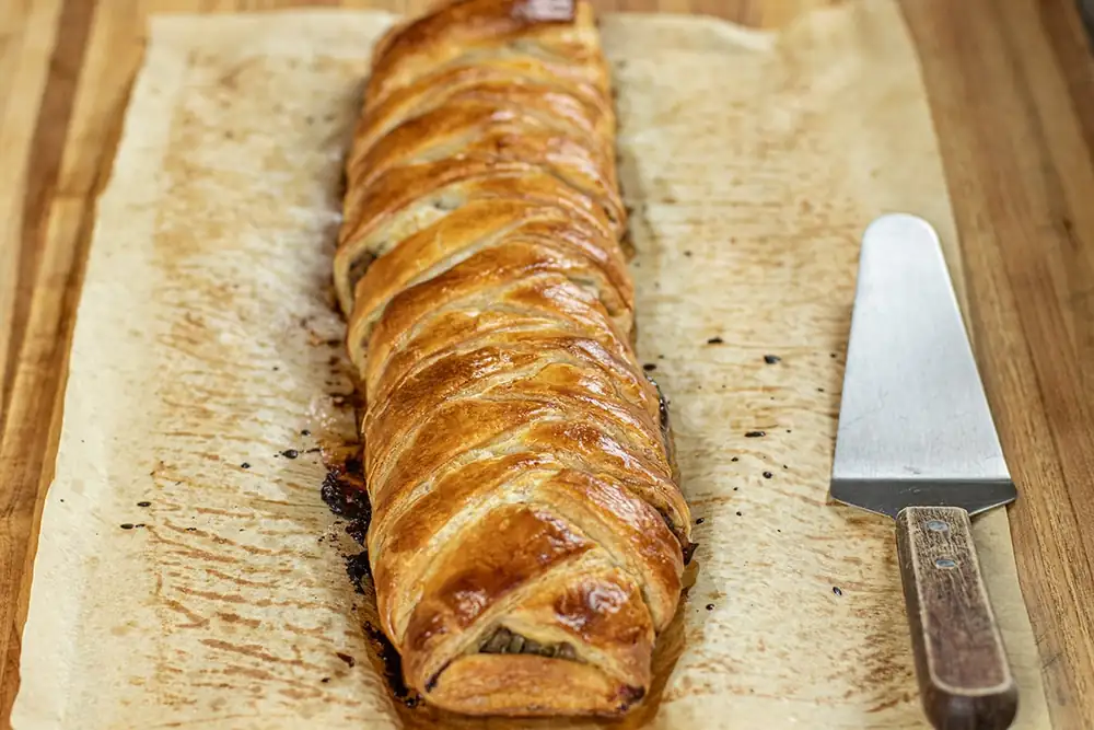 Savory Beef Puff Pastry Braid with Leeks