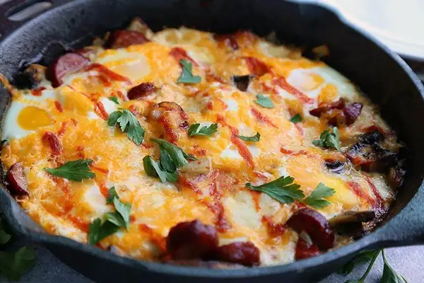 Baked Eggs and Chorizo Pepperjack Cheese