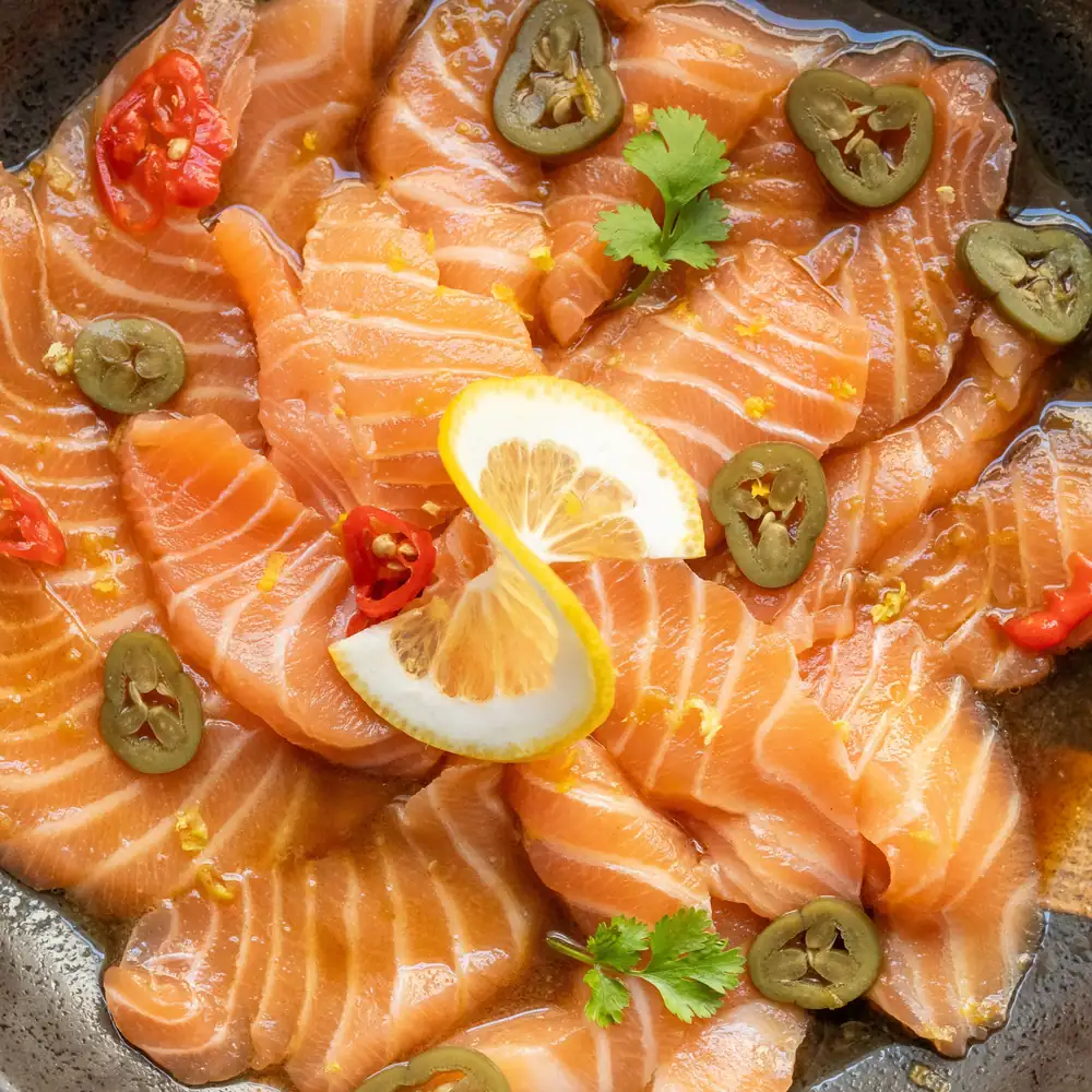 Salmon Crudo with Homemade Ponzu Sauce