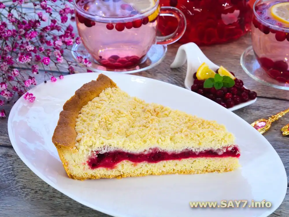 Tarta de arándanos, limón y streusel