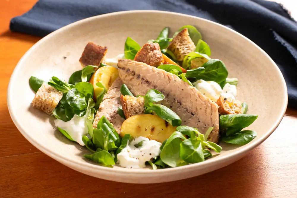 Peach and mackerel salad