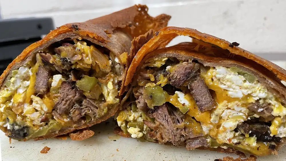 Grilled Brisket Breakfast Burrito