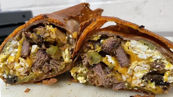 Grilled Brisket Breakfast Burrito
