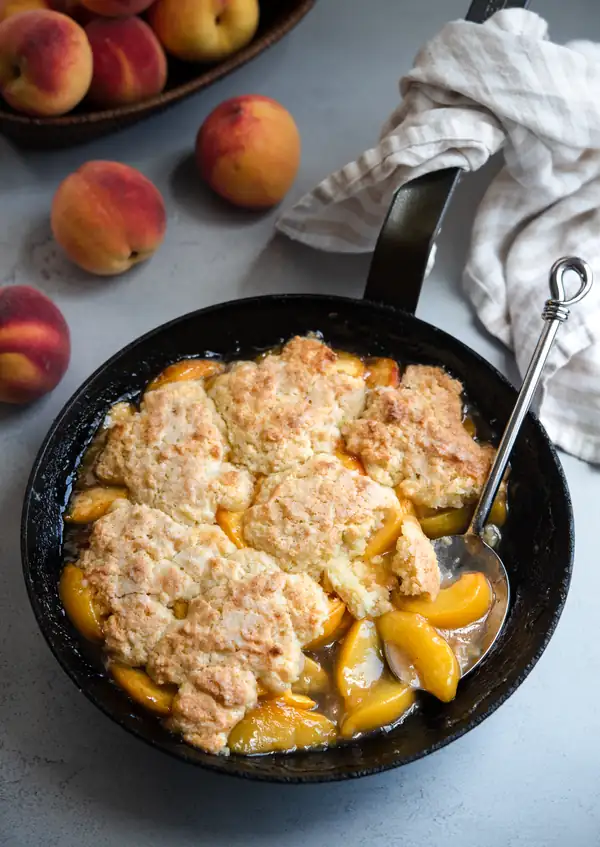 Old-Fashioned Peach Cobbler with Biscuit Topping