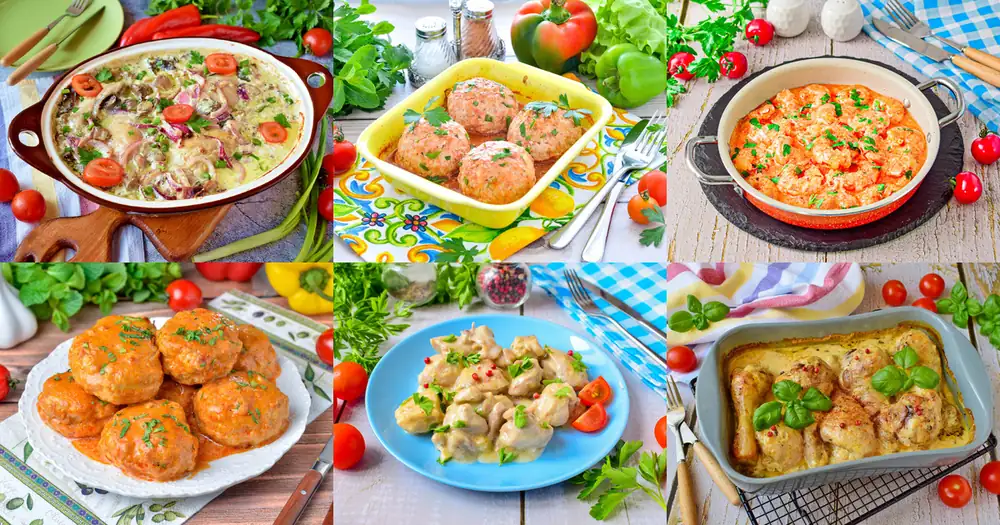 Dishes in sauce