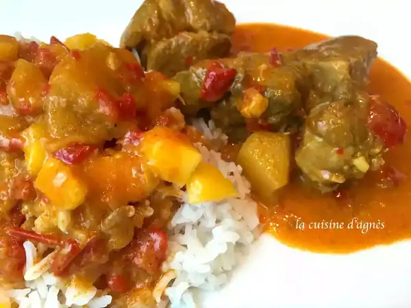Receta de curry de cordero y arroz basmati con mango